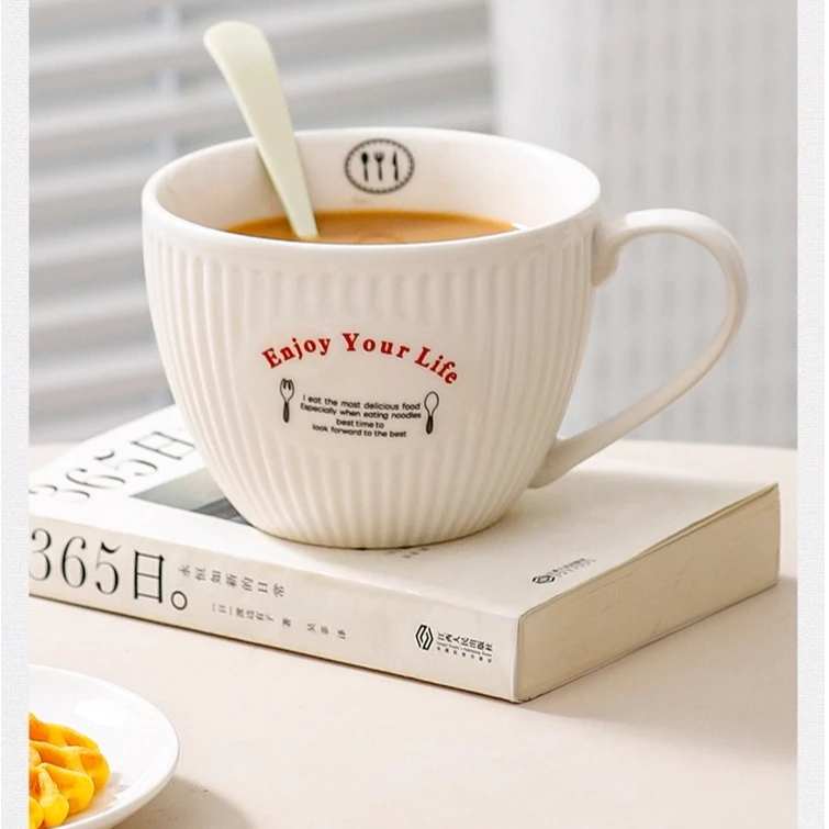 川岛屋大容量早餐杯陶瓷马克杯咖啡燕麦牛奶杯微波炉可加热水杯子