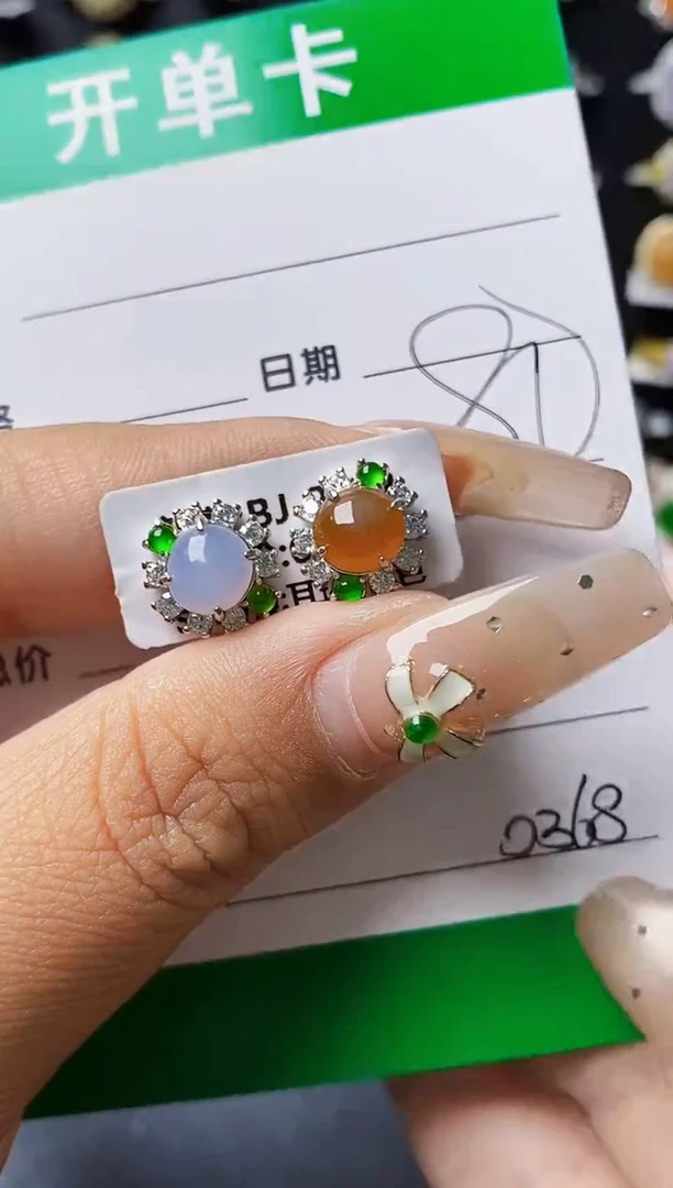 翡翠戒指银S925镶嵌0368