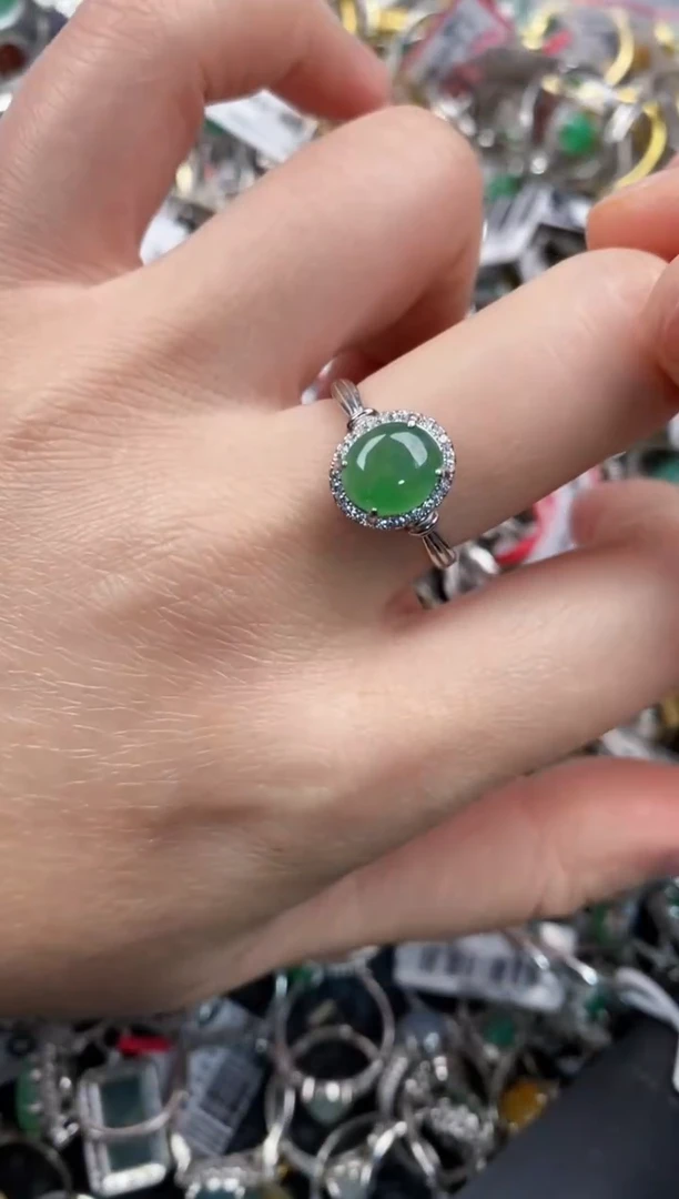 银S925镶嵌戒指翡翠111   2
