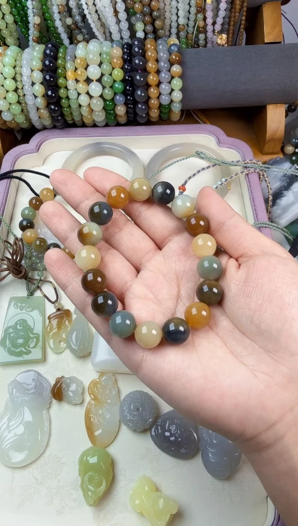 未镶嵌手串和田玉z楼兰三色说12mm手串