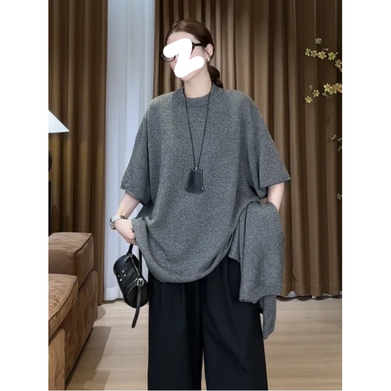 纯色短袖美式T恤2025夏季大码胖MM时尚休闲百搭修身显瘦好看上衣
