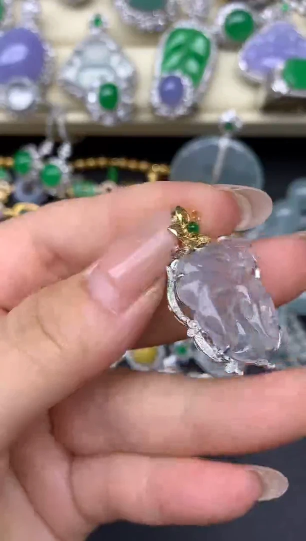 翡翠18K金镶嵌颈饰283-雪姐翡翠天天见