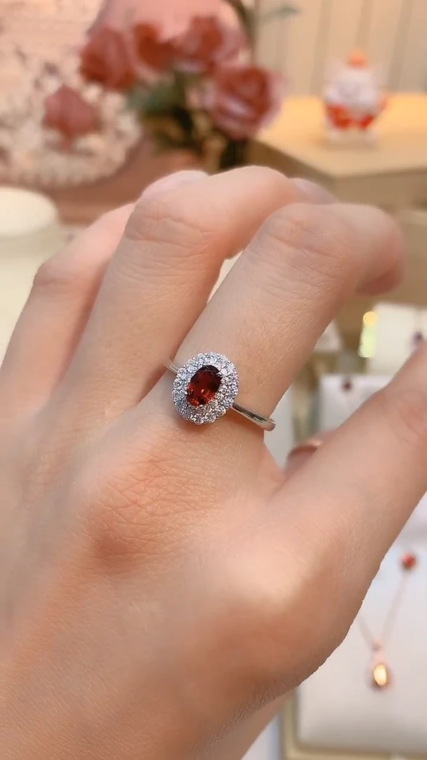 银S925镶嵌戒指石榴石石榴石
