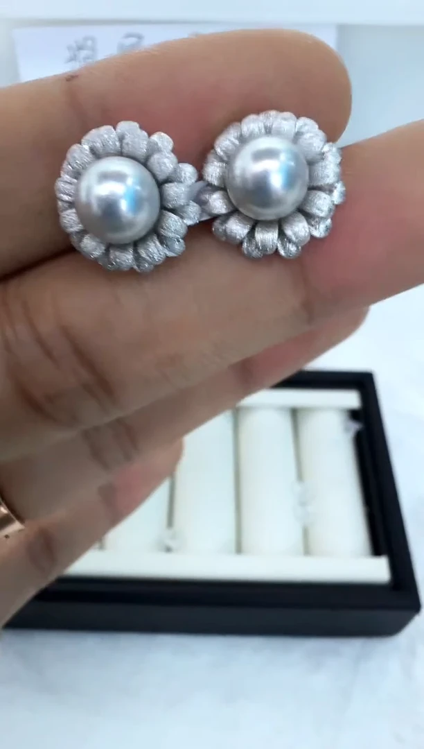 【闪购商品】海水珍珠耳饰银S925镶嵌耳钉