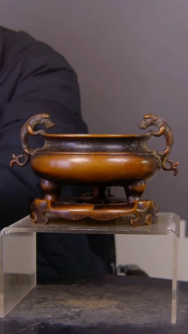 中*风山水铜缘紫铜香炉结缘1111