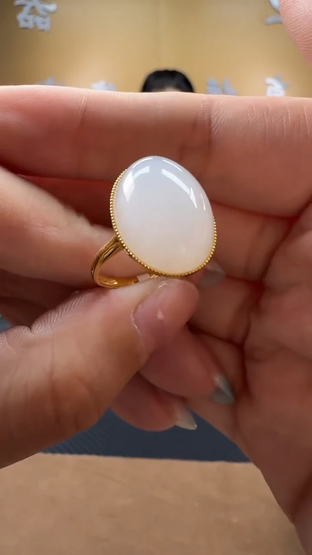 颈饰18K金镶嵌和田玉戒指11-19备注圈口发货