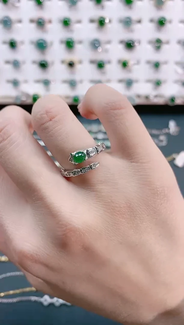 【闪购商品】翡翠戒指银S925镶嵌天然翡翠