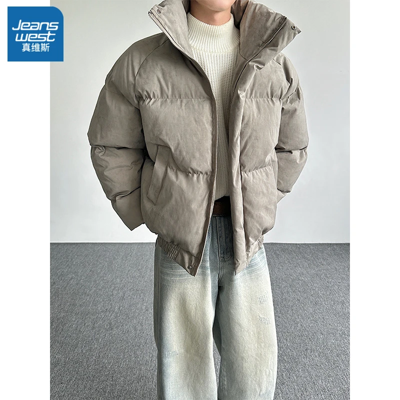 真维斯潮牌短款棉服男款冬季宽松百搭脏脏面包服情侣保暖立领外套