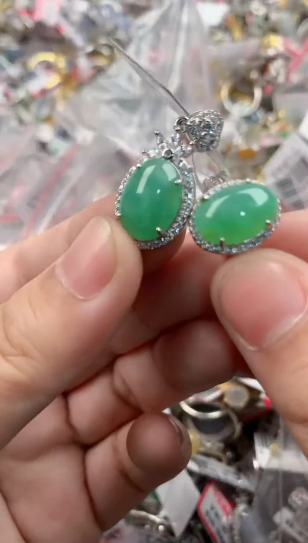 银S925镶嵌戒指翡翠6666  3