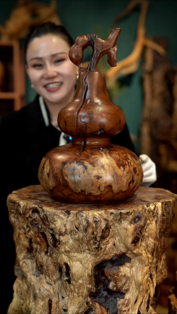 木有**得雷击枣木葫芦摆件