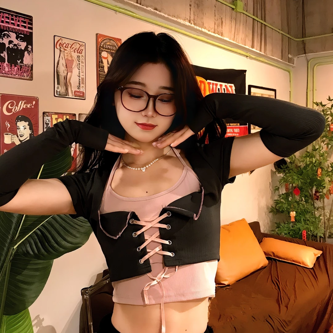 SUSU【73】短款木耳边方领袖套四件套辣妹风T恤挂脖黑色纯欲风背心