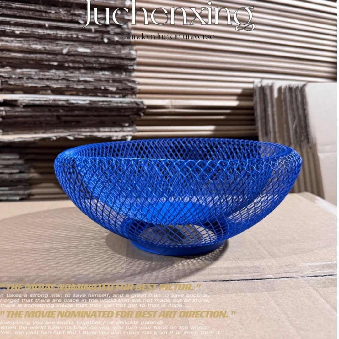 北欧INS风创意手工现代铁艺鸟巢网状收纳盘茶几零食筐果盘