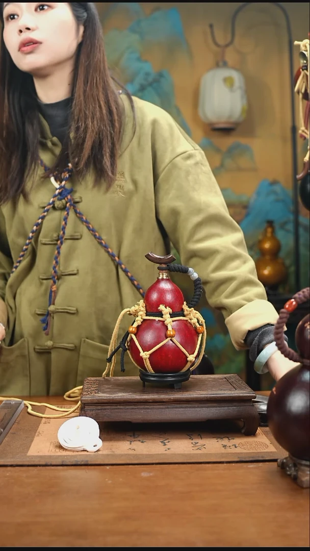 YX103复古网兜款天然酒葫芦（一物一拍）