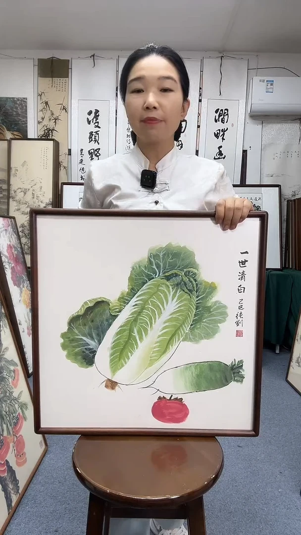 国画52*52实木画框京东包邮手绘