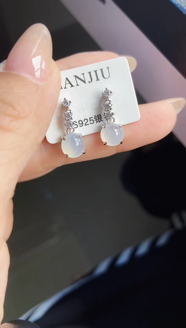 银S925镶嵌翡翠耳饰12