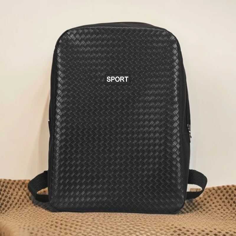 802-2新款编织双肩背包大容量电脑男女通勤学生时尚百搭旅行18