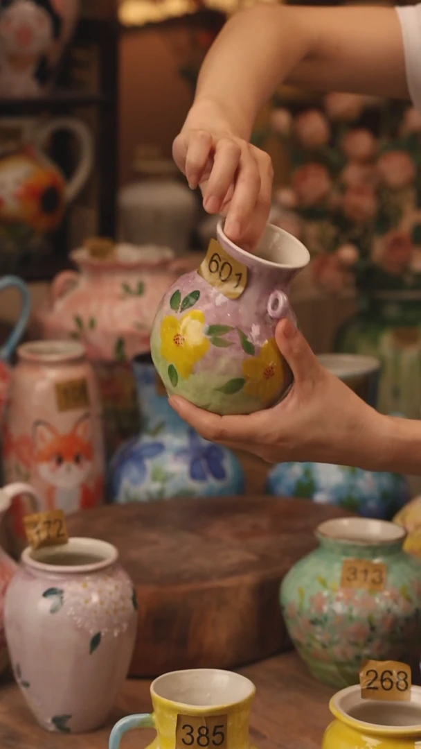 陶瓷601景德镇设计师手作花器摆件侘寂风