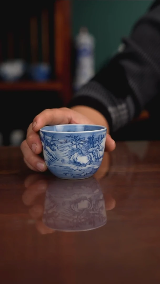 景琳藏青花盘车图