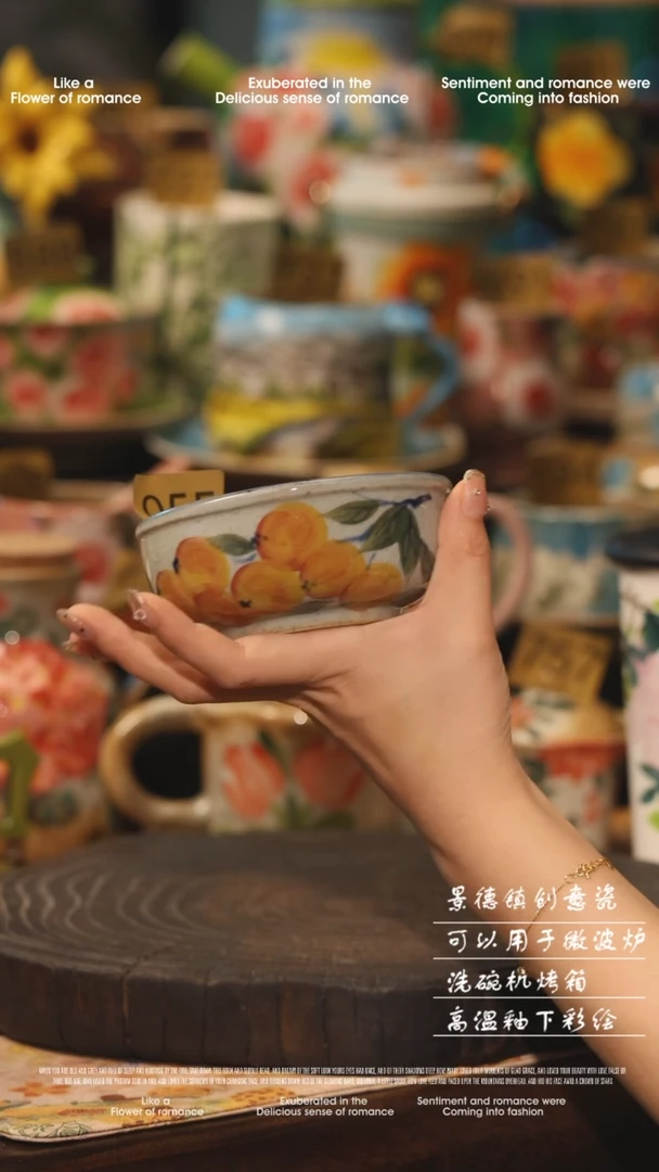 陶瓷055景德镇高温釉下彩绘设计师款式