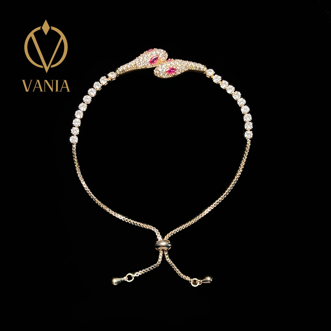 合金手链 VANIA/樊尼娅满钻超闪手链 玫瑰金蛇年限定款可调节轻奢