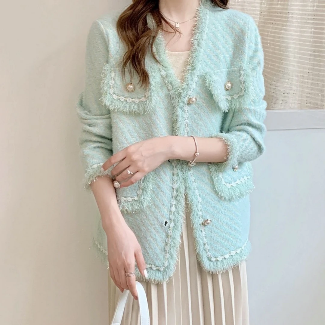 小香风外套女士新款名媛法式轻奢上衣针织气质设计师外套P269