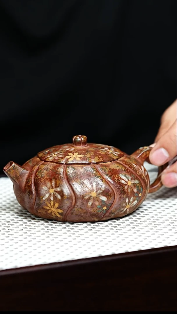 茶壶紫砂宜兴紫砂 风卷葵 柴烧 冯永生 h514