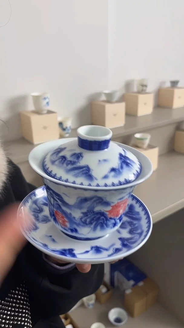 景德镇高温瓷大山水三才