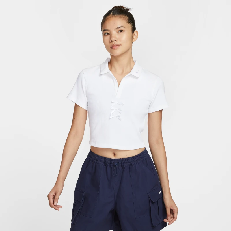 【退】耐克女子短款polos夏季短袖翻领T恤罗纹针织半袖NikeIM3393