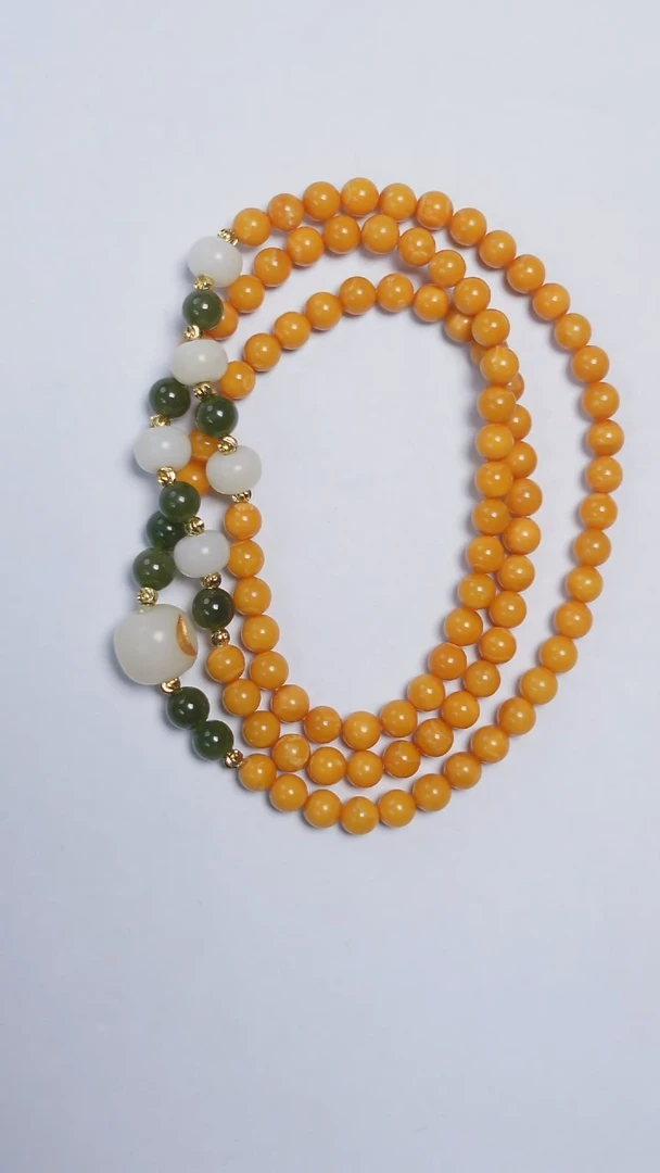 未镶嵌琥珀手链焦皮圆珠多圈5-6mm