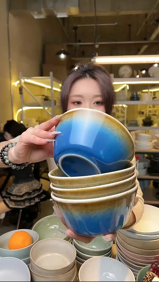 瓷40外贸尾货高温釉下彩陶瓷餐具默认微瑕