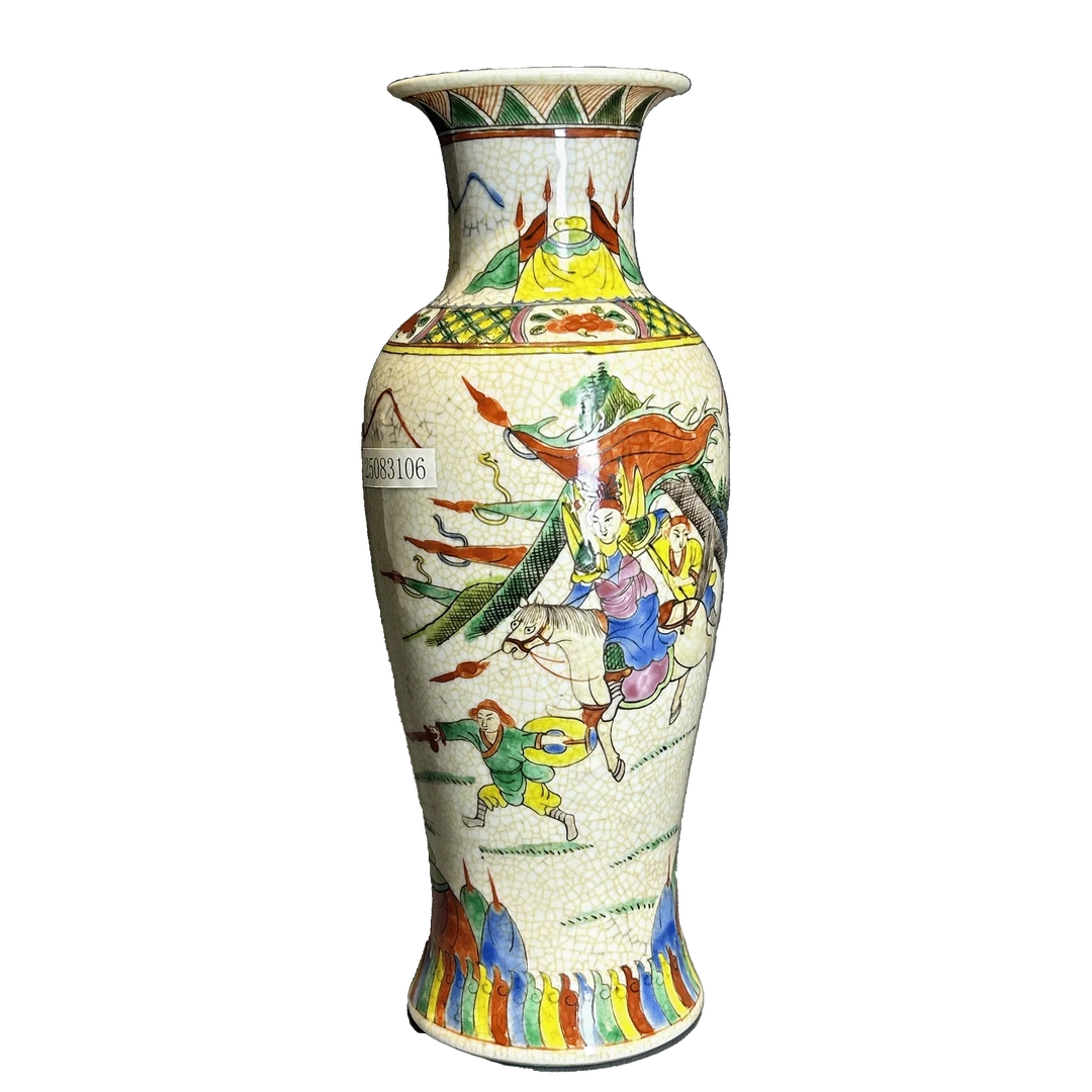 25083106x哥釉五彩穆桂英大战萧天佐观音瓶