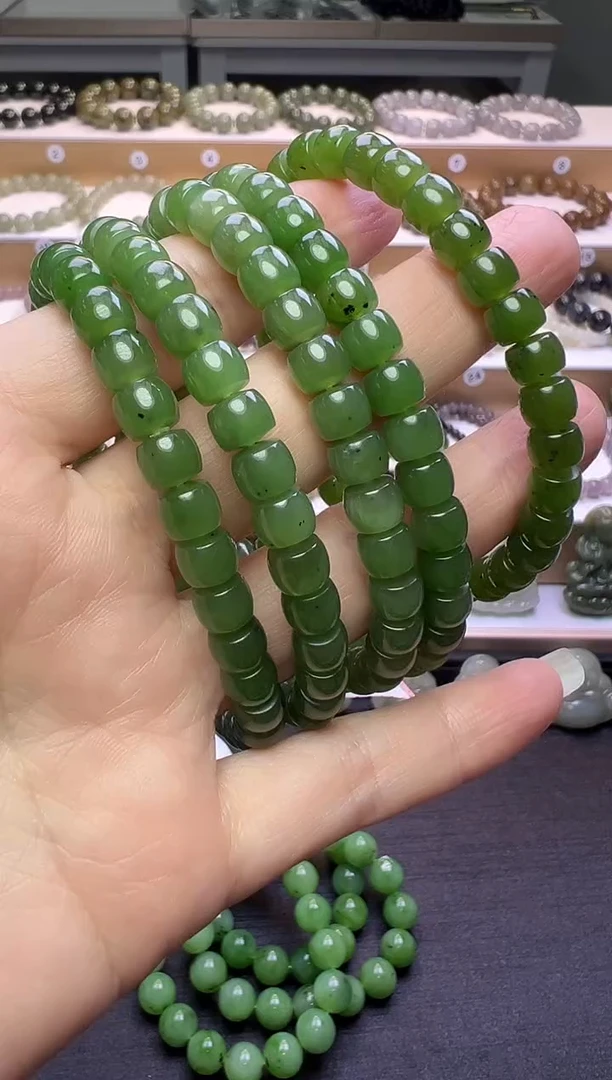 未镶嵌手串和田玉64号链接多样性发一卡7mm微黑点