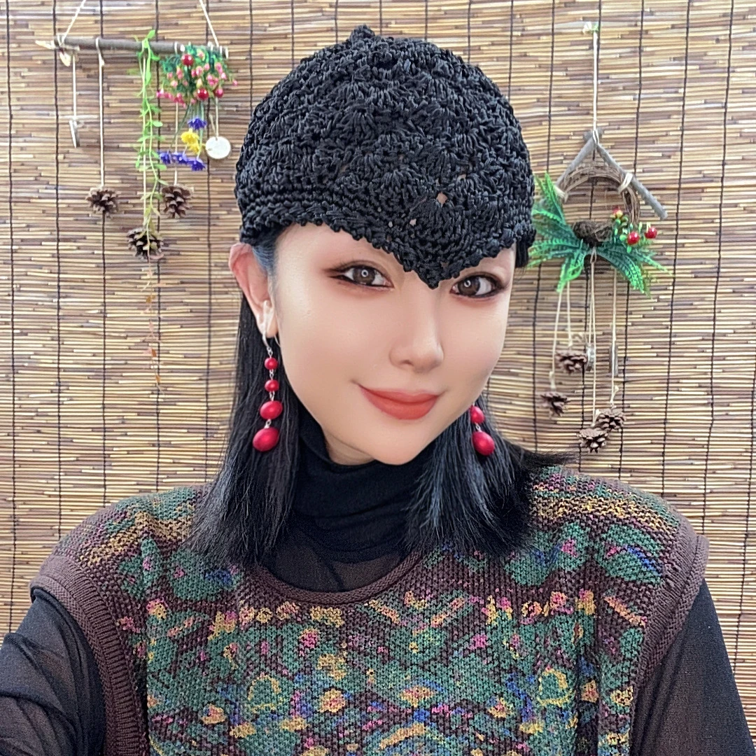 娜娜推荐款-夏季冰丝时尚百搭手工奶嘴美人尖帽