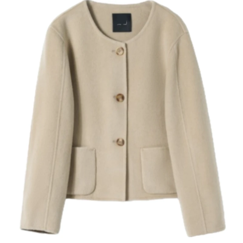 卡寇岚【枕上书】小香风短款百搭时尚气质双面呢大衣设计师毛呢