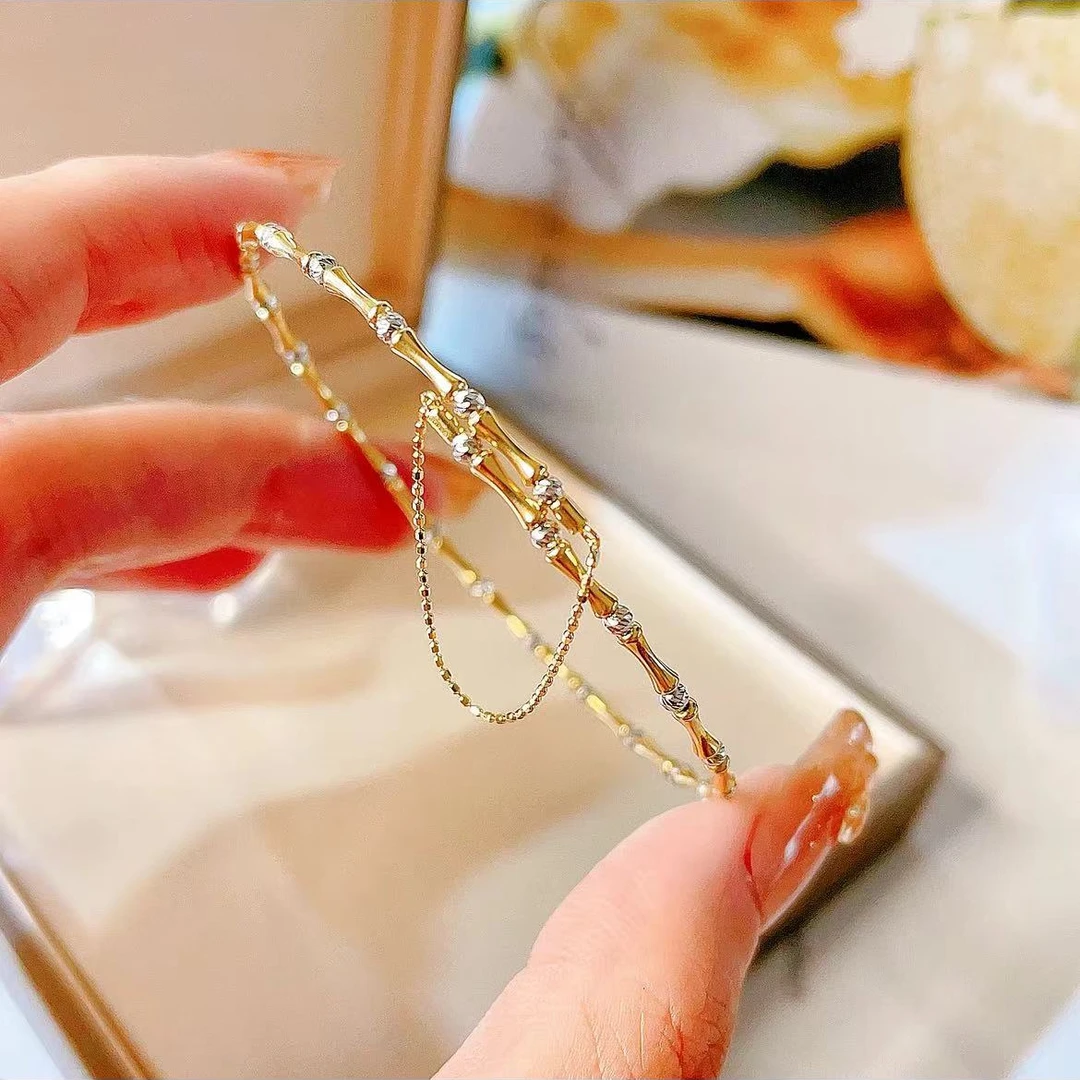 【SG】18K金竹节手链手环