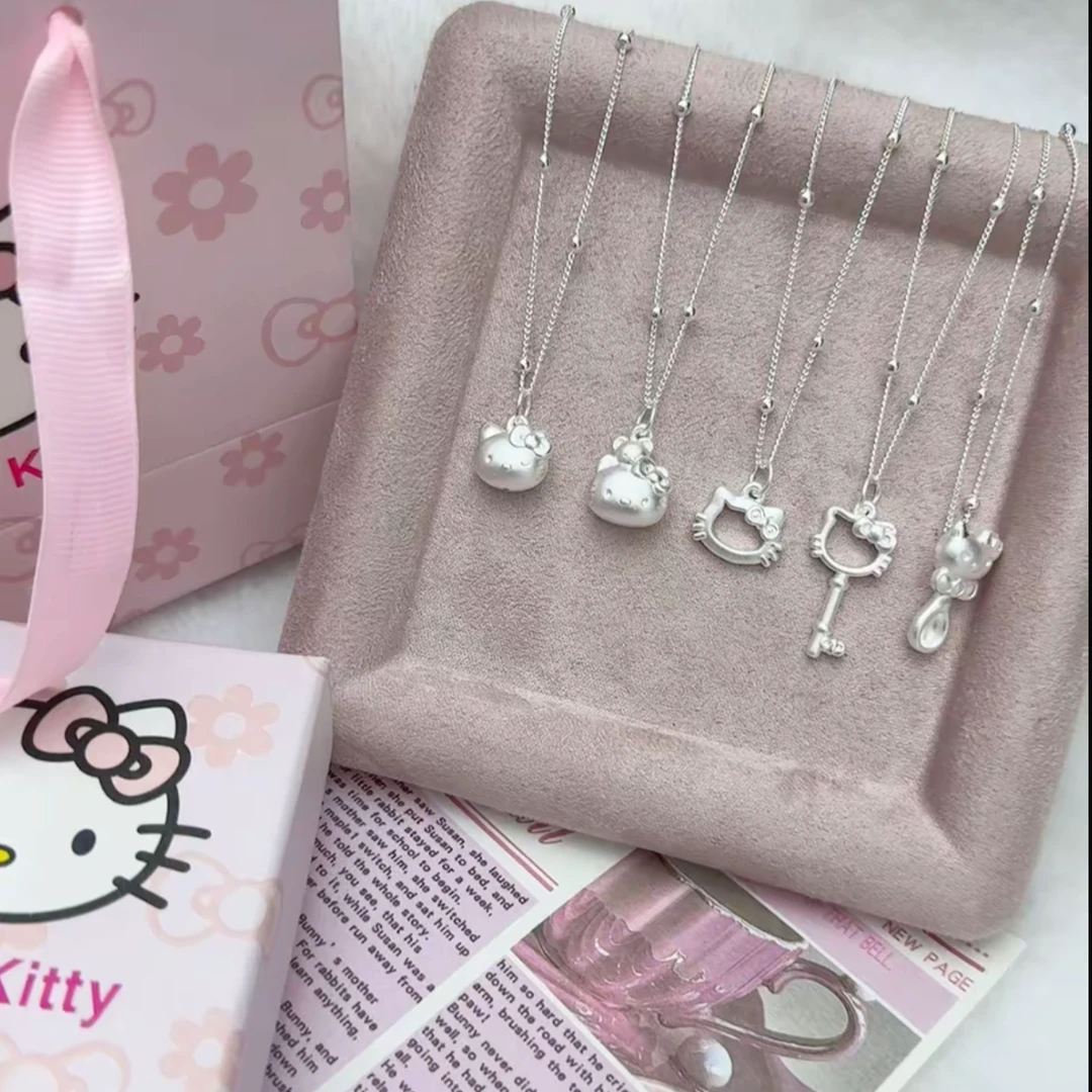 坠链均足银 足银999Hello Kitty猫纯银KT凯蒂猫项链银饰品大合集
