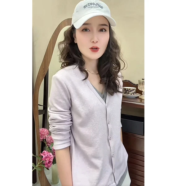 LMXPPJ【长期主义】2025新款高定上衣假两件打底百搭长袖MX6169C