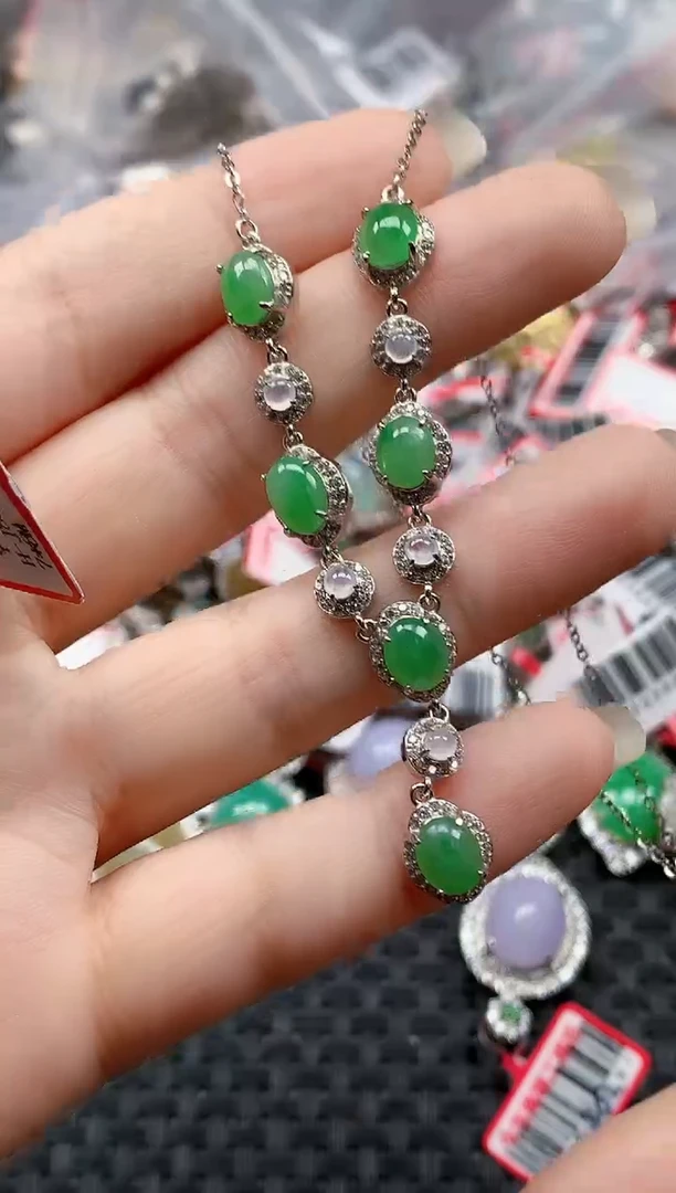 银S925镶嵌戒指翡翠天然A货缅甸翡翠