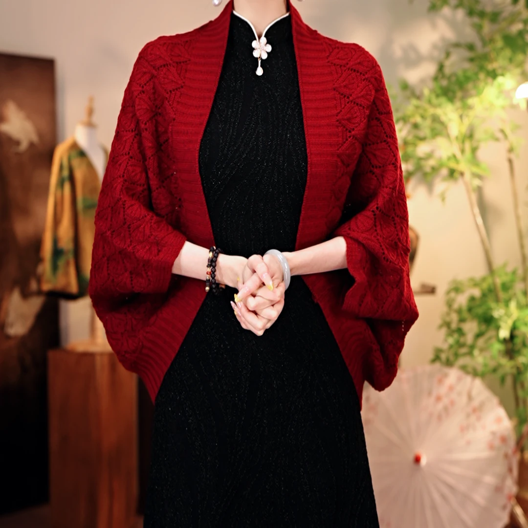 菱形格披肩百搭红色围巾披肩AQ071501