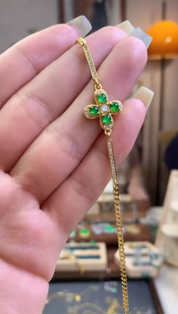 翡翠银S925镶嵌吊坠(不含链)手链