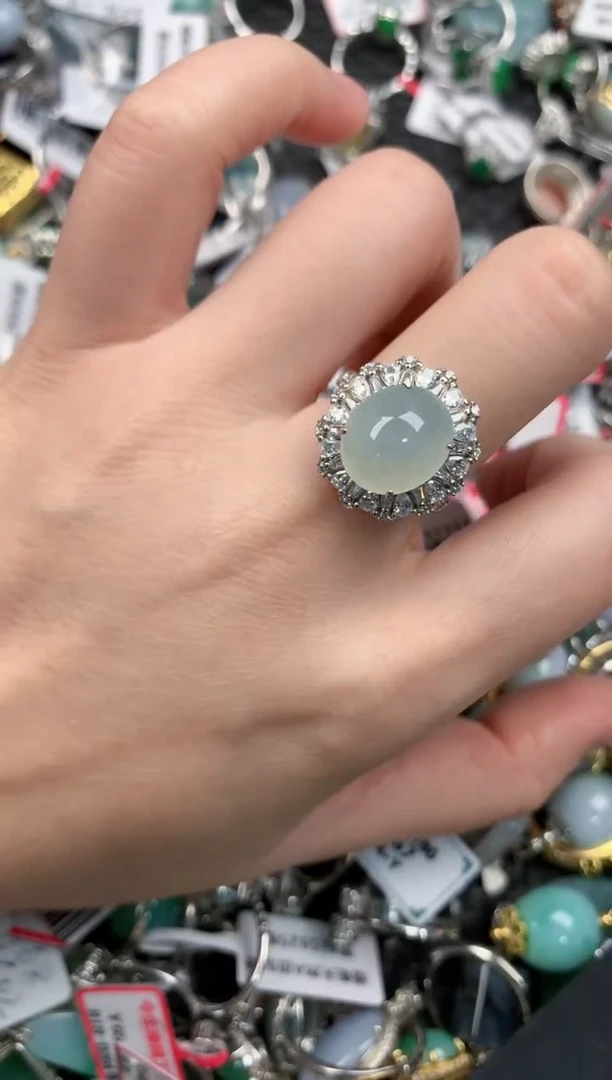 银S925镶嵌戒指翡翠444---4