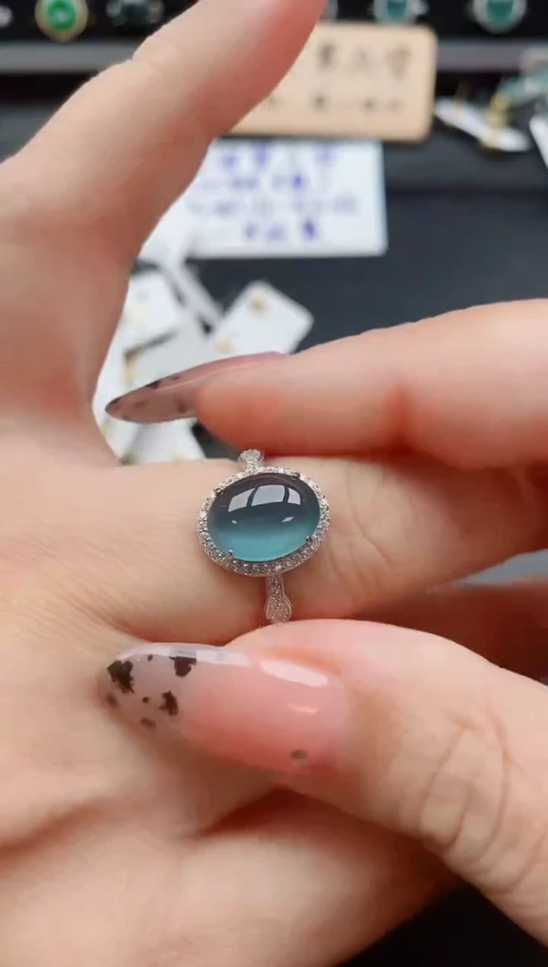 银S925镶嵌戒指翡翠211212