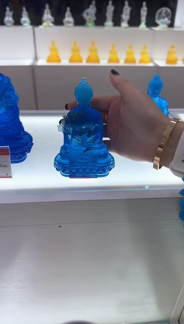 手工艺品琉璃显宗药师佛蓝色小号