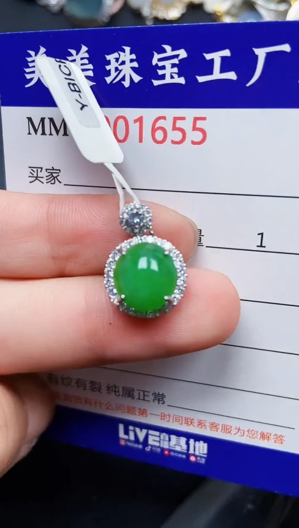 翡翠银S925镶嵌颈饰1655