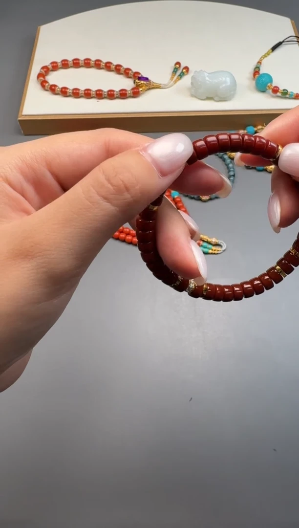 南红玛瑙手串手串18K金镶嵌冰**～手串手串