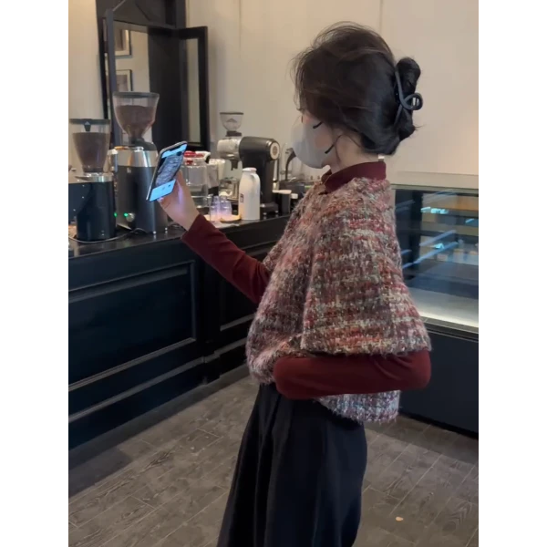 INS CEC【富士山下】小香风马甲背心叠穿秋冬高级感御姐气质三件套