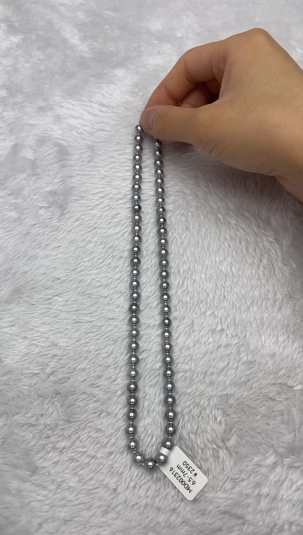 项链银S925镶嵌海水珍珠AK真多麻6.5-7mm