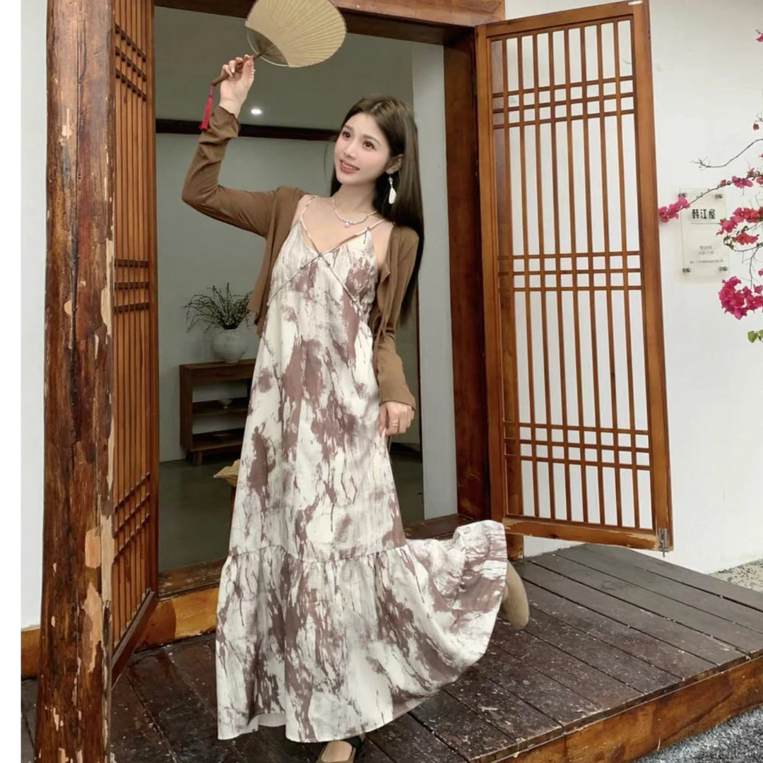 【454】夏天设计感修身连衣裙两件套显瘦女款