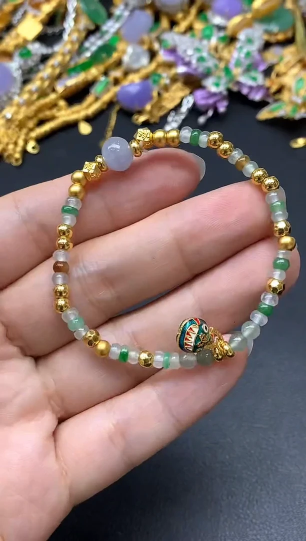 足金镶嵌手链翡翠259-中国好珍宝