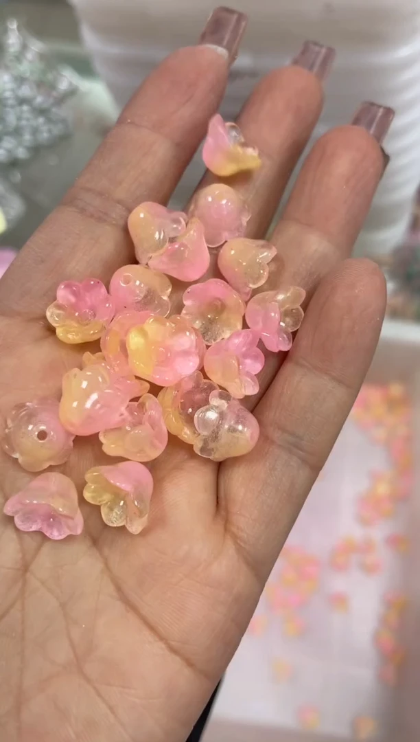 玻璃02054铃兰花100颗水蜜桃